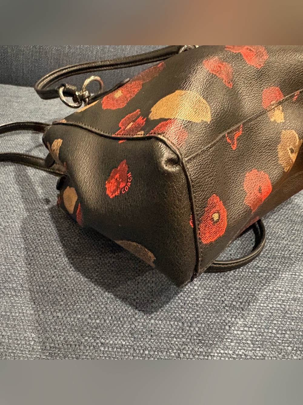 Coach Mia Floral Mini Satchel Crossbody | Black Pebbled Leather Floral Print - Picture 11 of 14